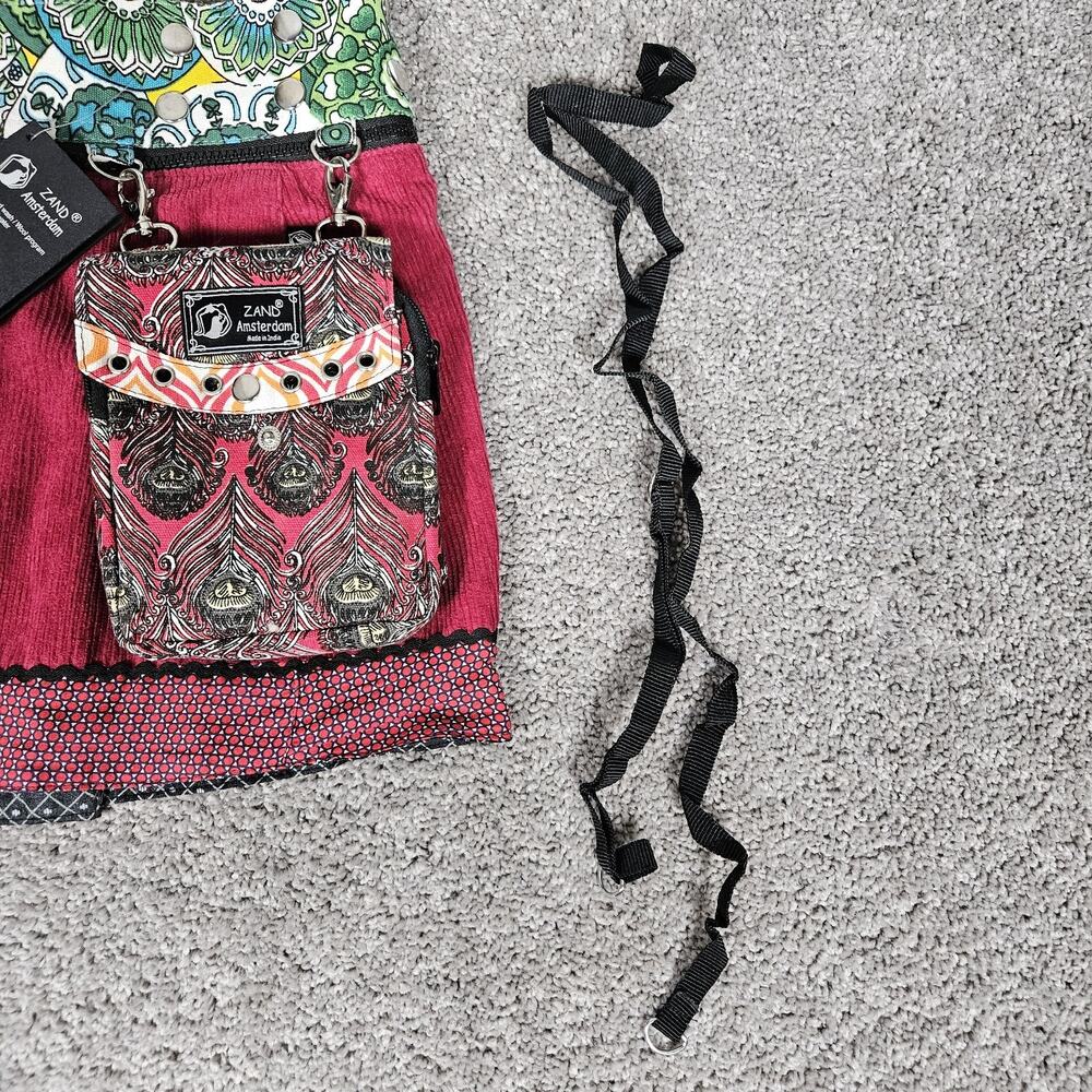 Zand Amsterdam Mini Skirt Womens OS Maroon Corduroy Reversible W Purse Boho - Picture 8 of 14
